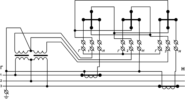 Поключение черех трансформаторы напряжения и тока